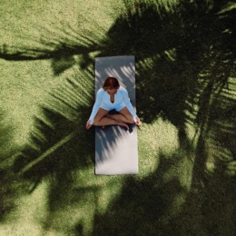 aerial view of a person practicing yoga