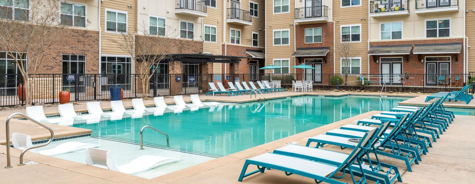 a swimming pool in a courtyard