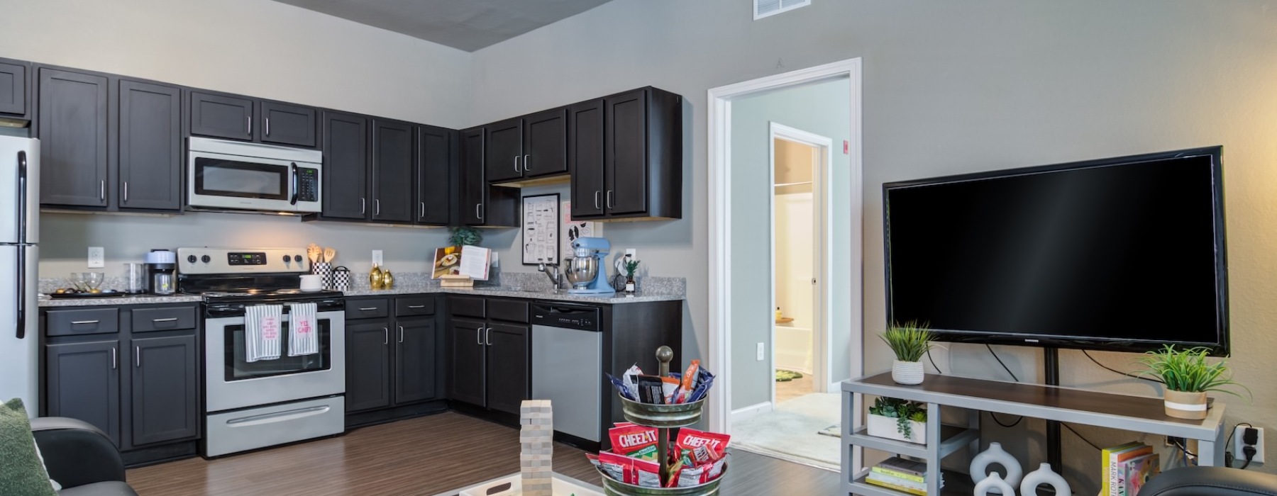 Well-lit kitchen with ample counter space