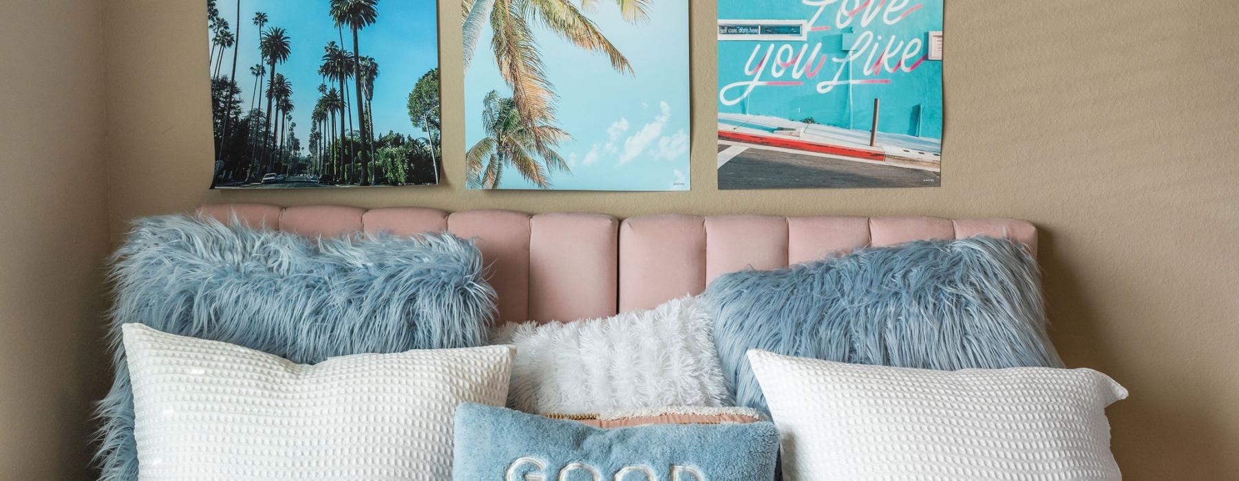 a couch with pillows